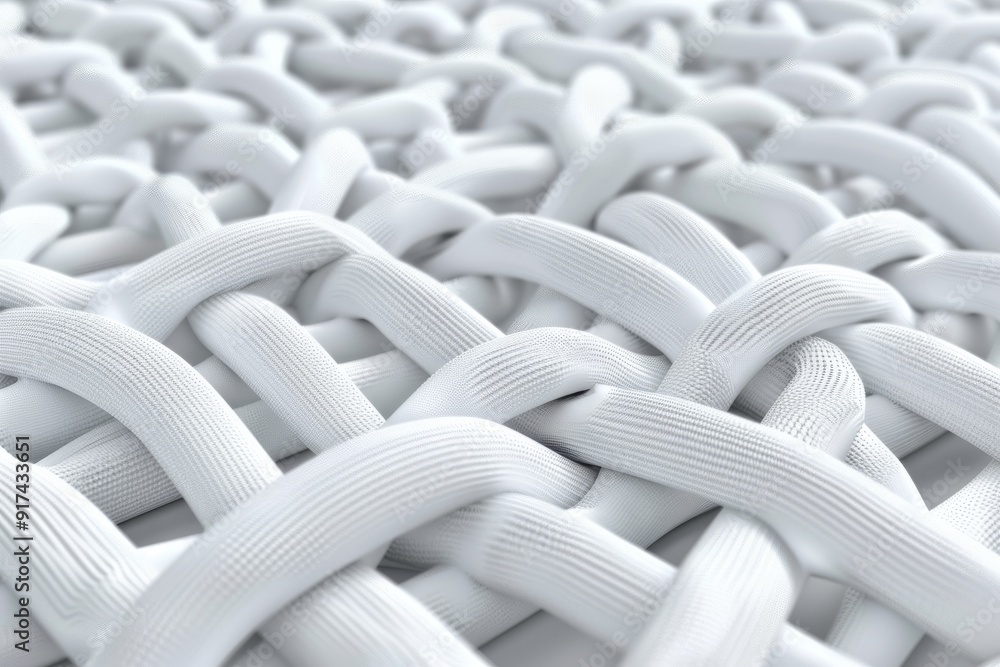 Fototapeta premium Close-up of a white fabric fiber surface rendered in 3D.. Beautiful simple AI generated image in 4K, unique.