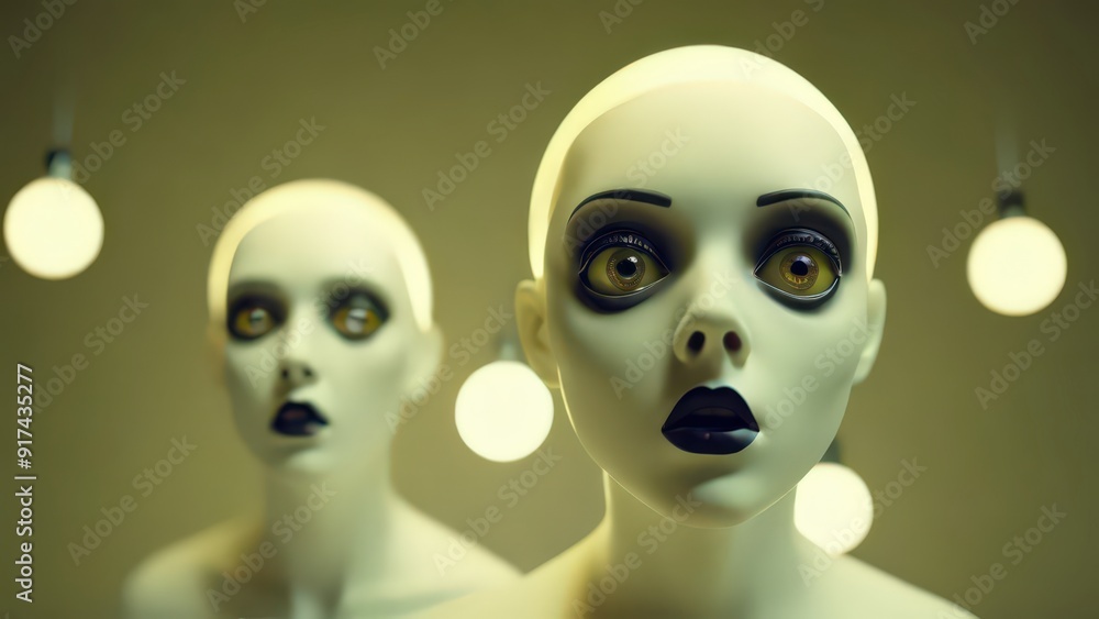Surreal Mannequin with Big Yellow Eyes. Surreal Mannequin with Big Yellow Eyes.