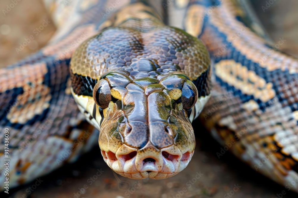 Close-up of a python. Snake isolated on a blurred background. Snake head and eyes.. Beautiful simple AI generated image in 4K, unique. Close-up of a python. Snake isolated on a blurred background. Snake head and eyes.. Beautiful simple AI generated image in 4K, unique.