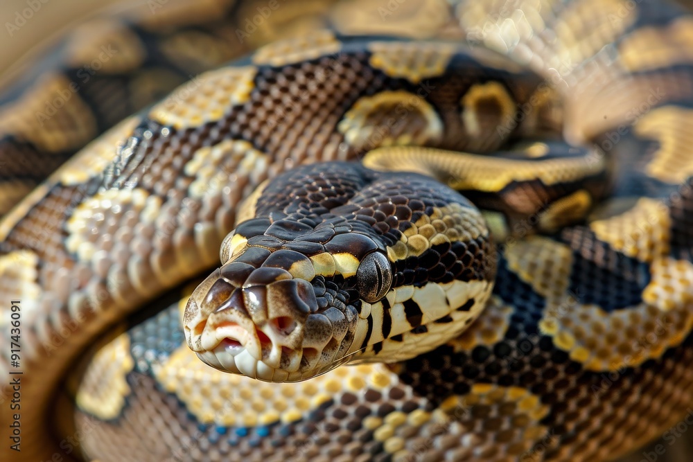 Python snake reptile close-up macro portrait on black. Beautiful simple AI generated image in 4K, unique. Python snake reptile close-up macro portrait on black. Beautiful simple AI generated image in 4K, unique.
