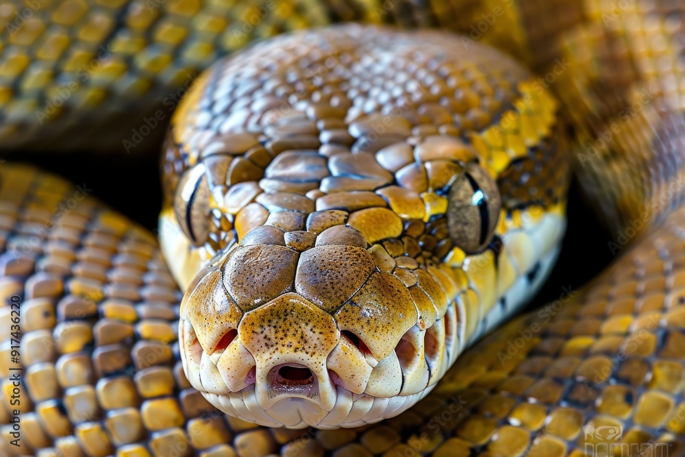 Python snake reptile close-up macro portrait on black. Beautiful simple AI generated image in 4K, unique. Python snake reptile close-up macro portrait on black. Beautiful simple AI generated image in 4K, unique.