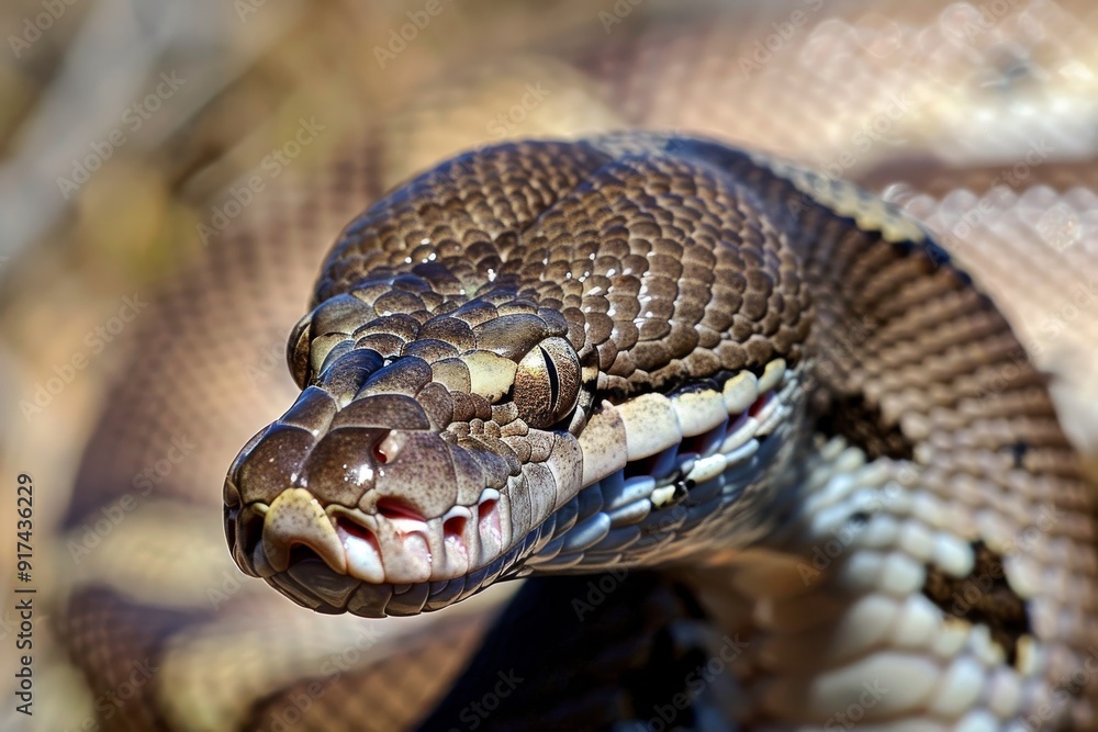Close-up of a python. Snake isolated on a blurred background. Snake head and eyes.. Beautiful simple AI generated image in 4K, unique. Close-up of a python. Snake isolated on a blurred background. Snake head and eyes.. Beautiful simple AI generated image in 4K, unique.