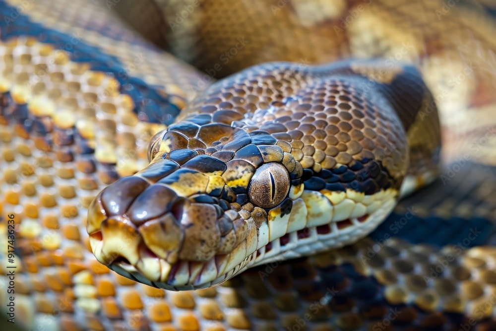 Close-up of a python. Snake isolated on a blurred background. Snake head and eyes.. Beautiful simple AI generated image in 4K, unique. Close-up of a python. Snake isolated on a blurred background. Snake head and eyes.. Beautiful simple AI generated image in 4K, unique.