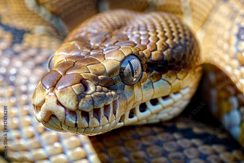 Big multi-colored python snake crawling on the ground. Beautiful simple AI generated image in 4K, unique. Big multi-colored python snake crawling on the ground. Beautiful simple AI generated image in 4K, unique.
