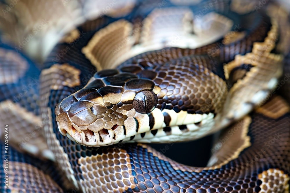 Python snake reptile close-up macro portrait on black. Beautiful simple AI generated image in 4K, unique. Python snake reptile close-up macro portrait on black. Beautiful simple AI generated image in 4K, unique.