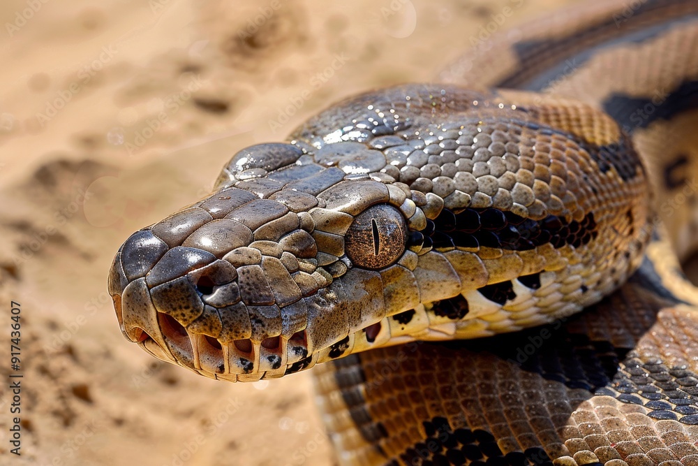 Python snake reptile close-up macro portrait on black. Beautiful simple AI generated image in 4K, unique. Python snake reptile close-up macro portrait on black. Beautiful simple AI generated image in 4K, unique.