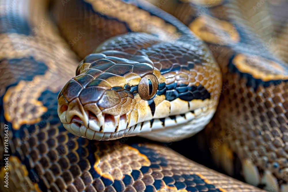Close-up of a python. Snake isolated on a blurred background. Snake head and eyes.. Beautiful simple AI generated image in 4K, unique. Close-up of a python. Snake isolated on a blurred background. Snake head and eyes.. Beautiful simple AI generated image in 4K, unique.