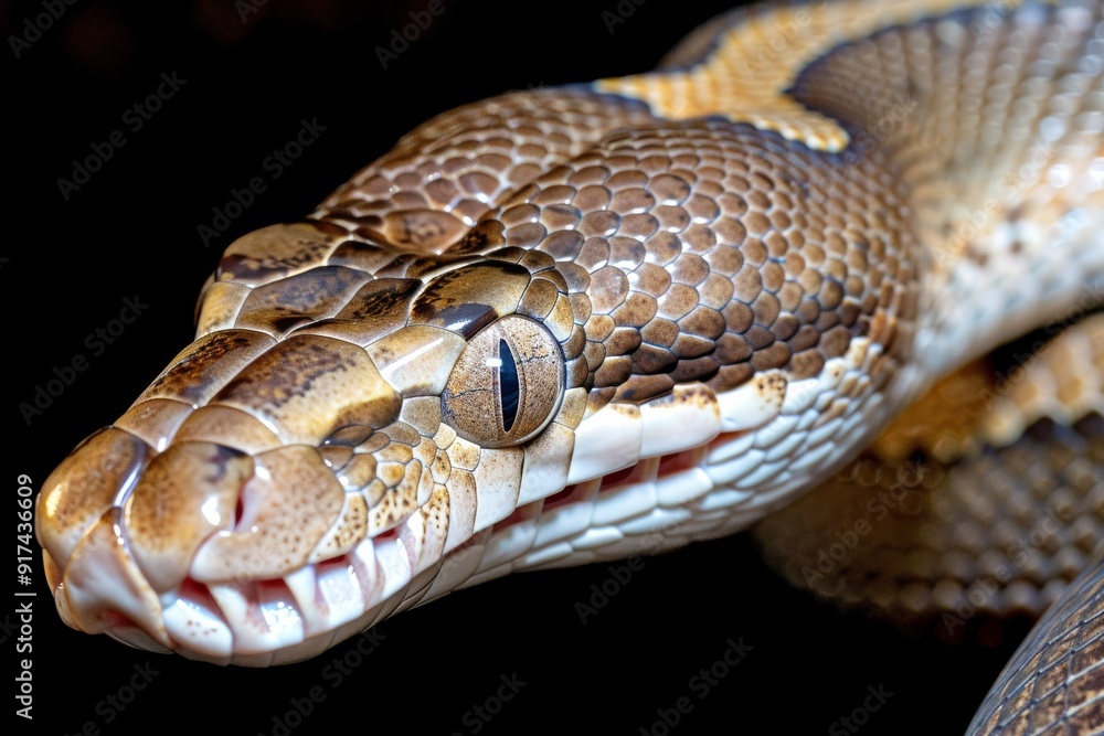 Close-up of a python. Snake isolated on a blurred background. Snake head and eyes.. Beautiful simple AI generated image in 4K, unique. Close-up of a python. Snake isolated on a blurred background. Snake head and eyes.. Beautiful simple AI generated image in 4K, unique.
