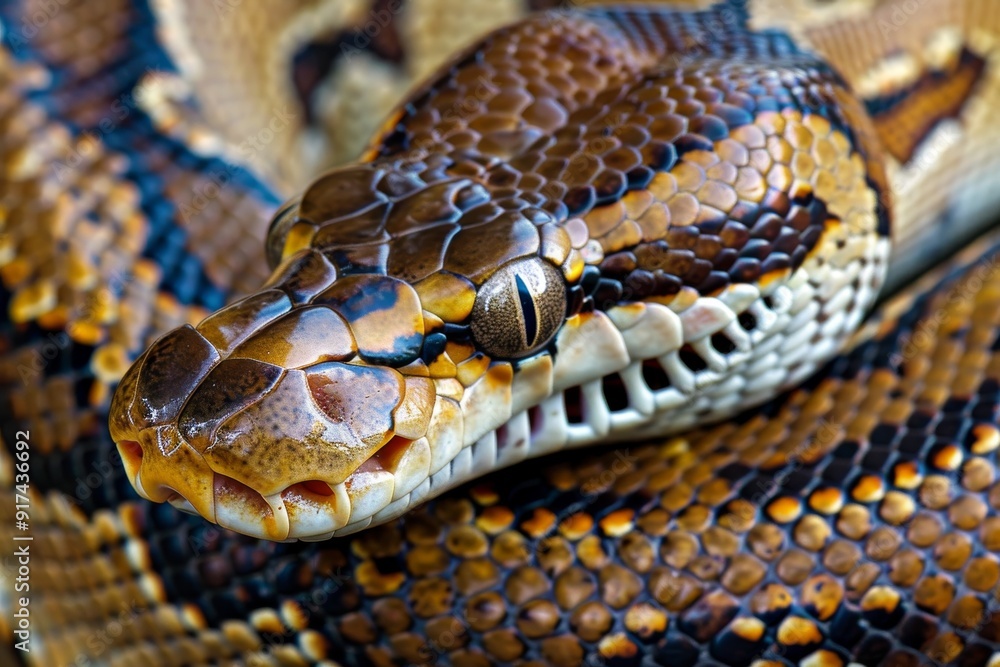 Obraz premium Borneo short-tailed blood python snake (Python curtus breitensteini) . Beautiful simple AI generated image in 4K, unique.