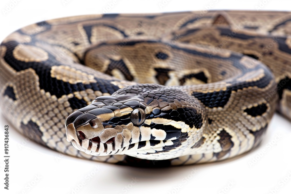Big multi-colored python snake crawling on the ground. Beautiful simple AI generated image in 4K, unique. Big multi-colored python snake crawling on the ground. Beautiful simple AI generated image in 4K, unique.
