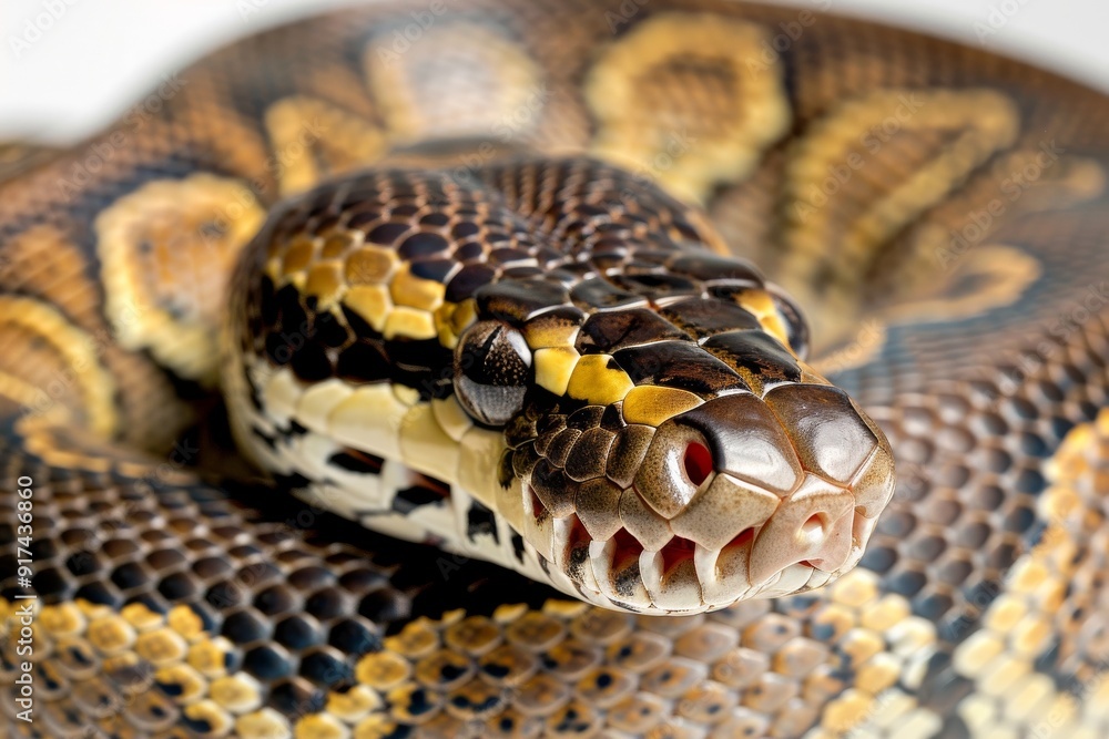 Close-up of a python. Snake isolated on a blurred background. Snake head and eyes.. Beautiful simple AI generated image in 4K, unique. Close-up of a python. Snake isolated on a blurred background. Snake head and eyes.. Beautiful simple AI generated image in 4K, unique.