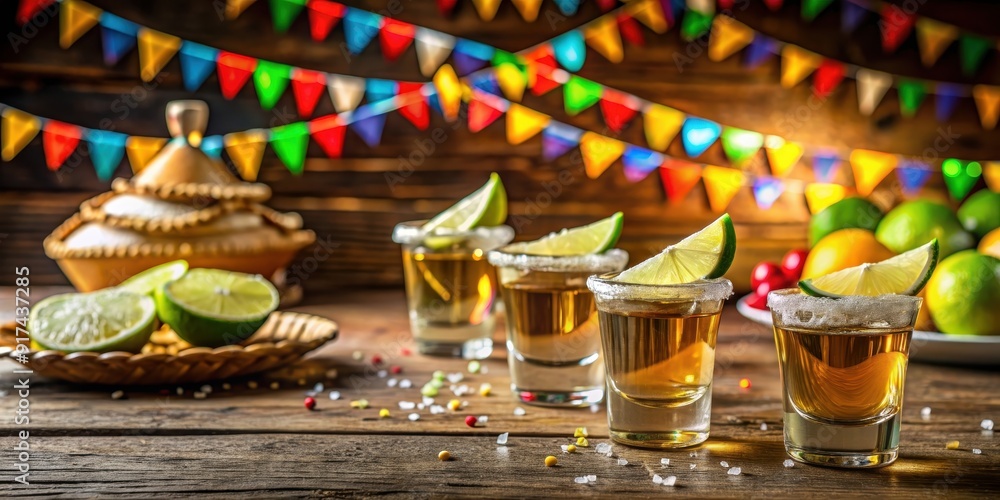 Celebrating national tequila day with a festive party setup , tequila, celebration, drink, Mexican, fiesta, lime, shot Celebrating national tequila day with a festive party setup , tequila, celebration, drink, Mexican, fiesta, lime, shot