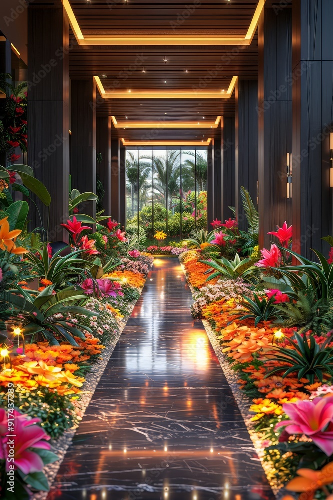 3d rendering of vertical garden with work path. ai generated 3d rendering of vertical garden with work path. ai generated