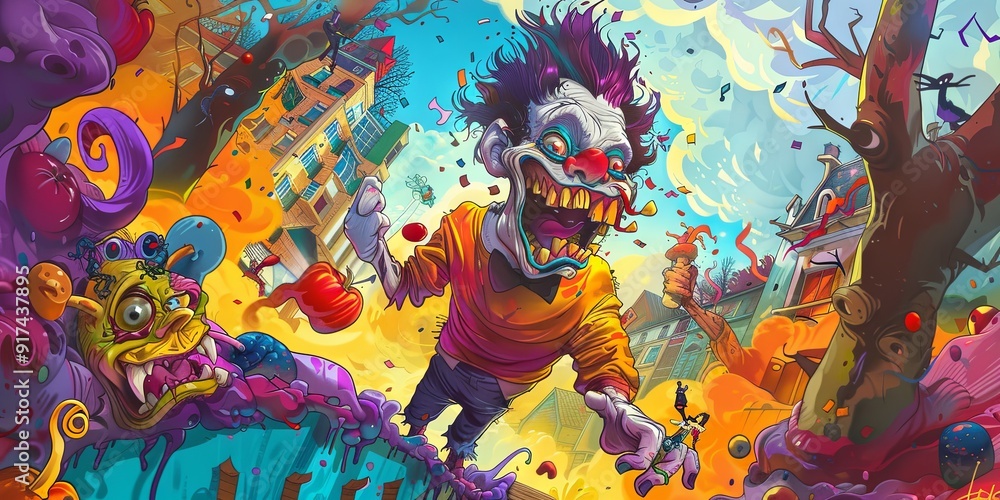 Madcap Mayhem Psychedelic art background Absurd, Grotesque and Vibrantly Chaotic World Madcap Mayhem Psychedelic art background Absurd, Grotesque and Vibrantly Chaotic World