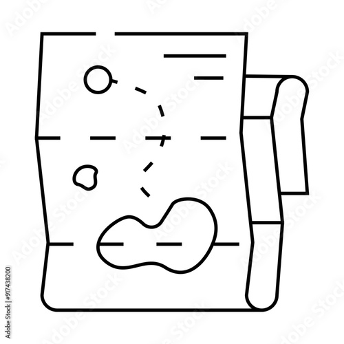 map with direction line icon vector. map with direction sign. isolated contour symbol black illustration