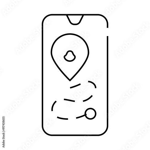 animal tracking geotag app line icon vector. animal tracking geotag app sign. isolated contour symbol black illustration