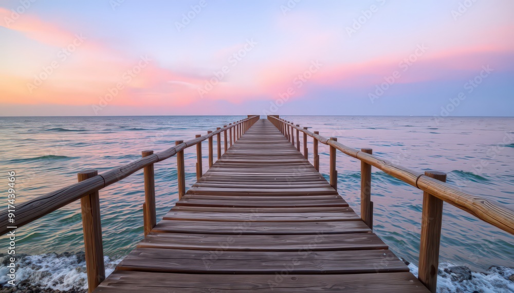 Fototapeta premium Wooden Pier at Sunset Over Water