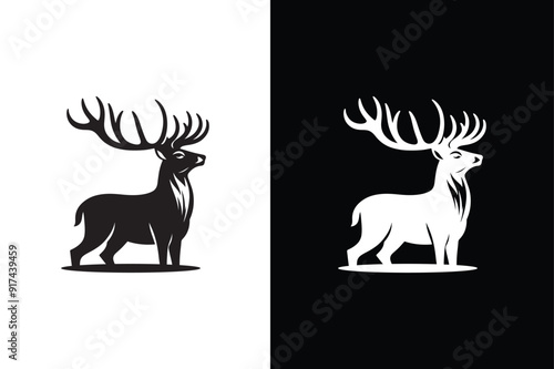 Deer icon silhouette vector illustration on white background.