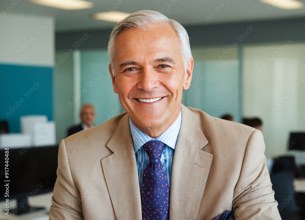portrait of senior businessman executive director company smiling old man white hair
