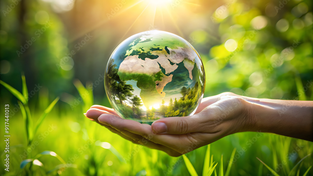 earth in human hands on nature background. save the earth concept. earth in human hands on nature background. save the earth concept.