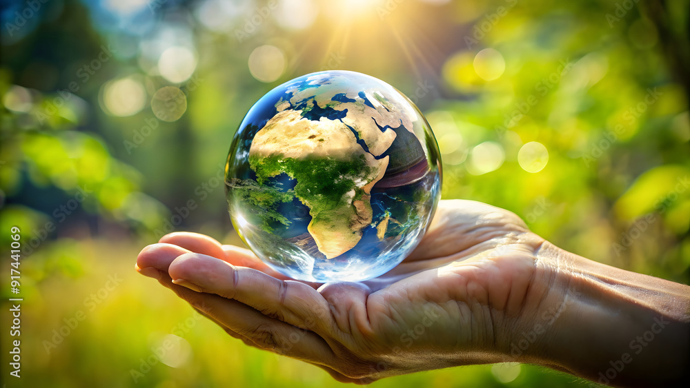 Planet earth in human hands on nature background. Planet earth in human hands on nature background.