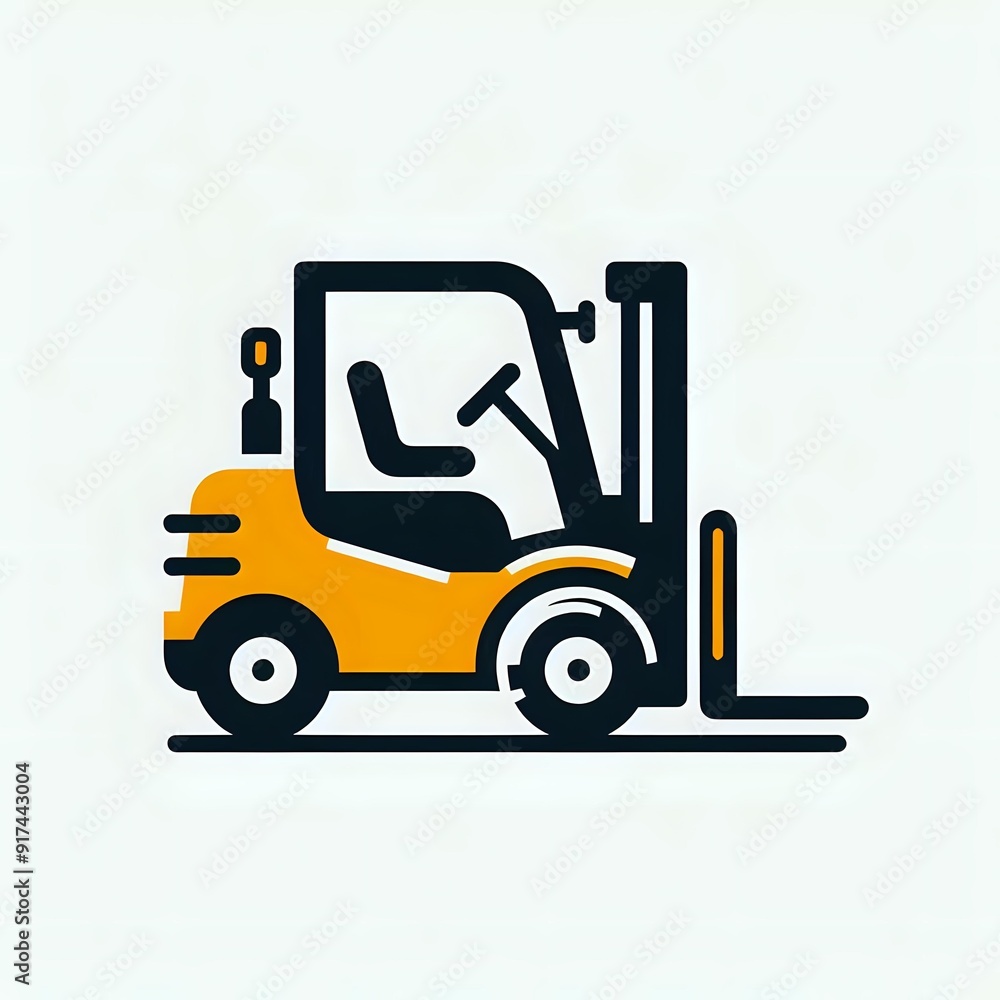 yellow forklift icon on white isolated yellow forklift icon on white isolated