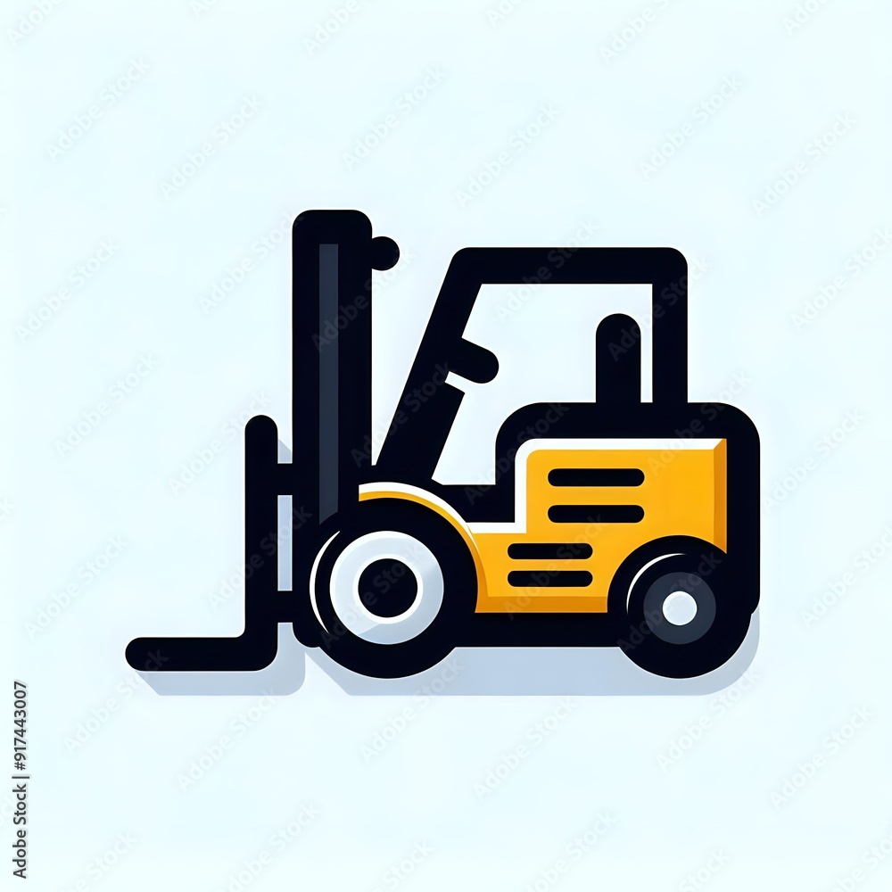 Fototapeta premium yellow forklift icon on white isolated 