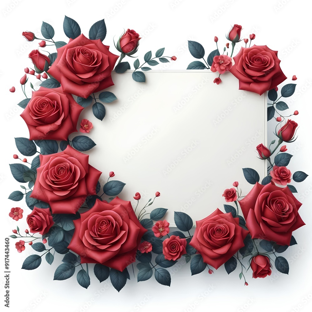 an empty panel for your information, a beautiful rose frame, a layout isolated on a white background an empty panel for your information, a beautiful rose frame, a layout isolated on a white background