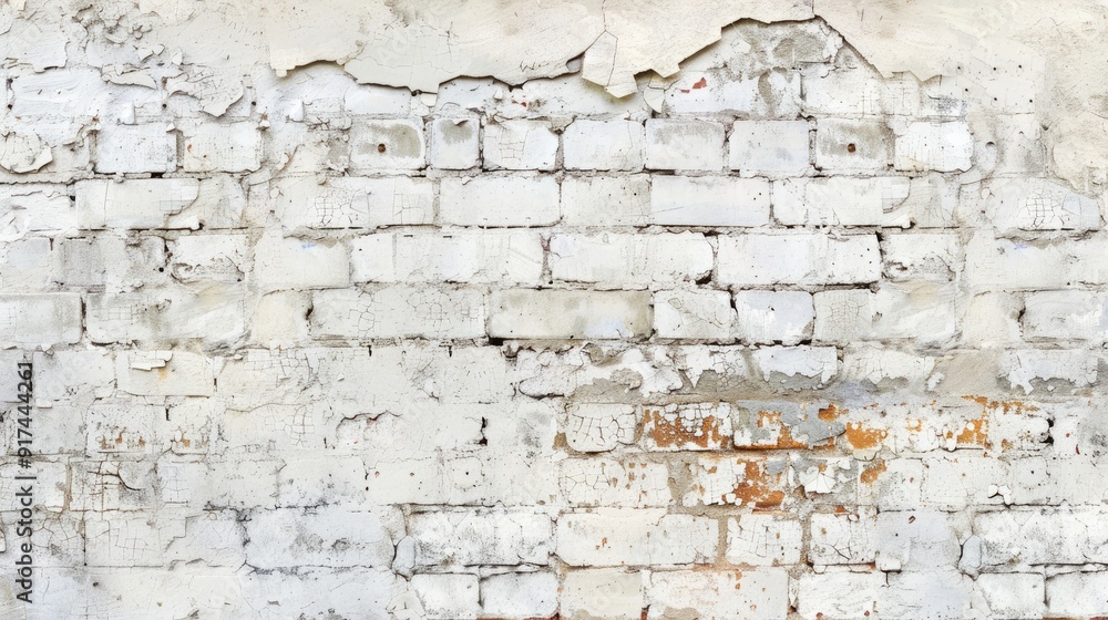 Weathered high-resolution texture of old stucco and aged paint on a white brick wall in a rural room, blocks of stonework technology color wallpaper Weathered high-resolution texture of old stucco and aged paint on a white brick wall in a rural room, blocks of stonework technology color wallpaper