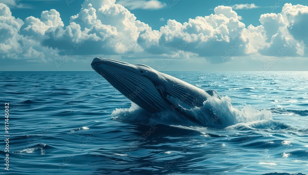 Fototapeta premium Whale Breaching in the Ocean.
