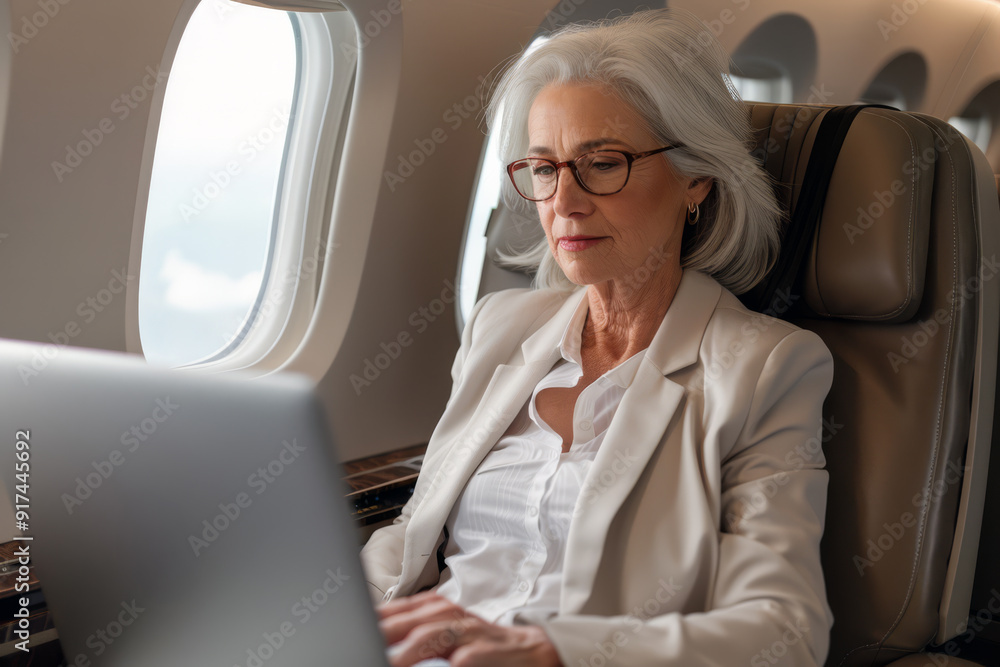 High-Flying Businesswoman, Achieving Goals in the Air High-Flying Businesswoman, Achieving Goals in the Air
