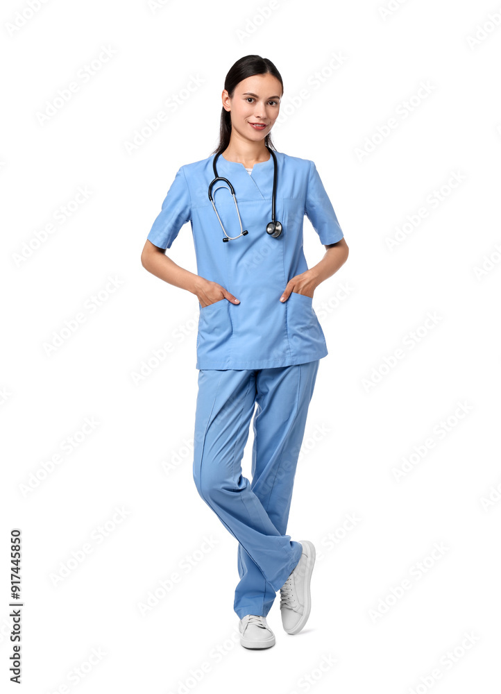 Smiling nurse in uniform on white background Smiling nurse in uniform on white background