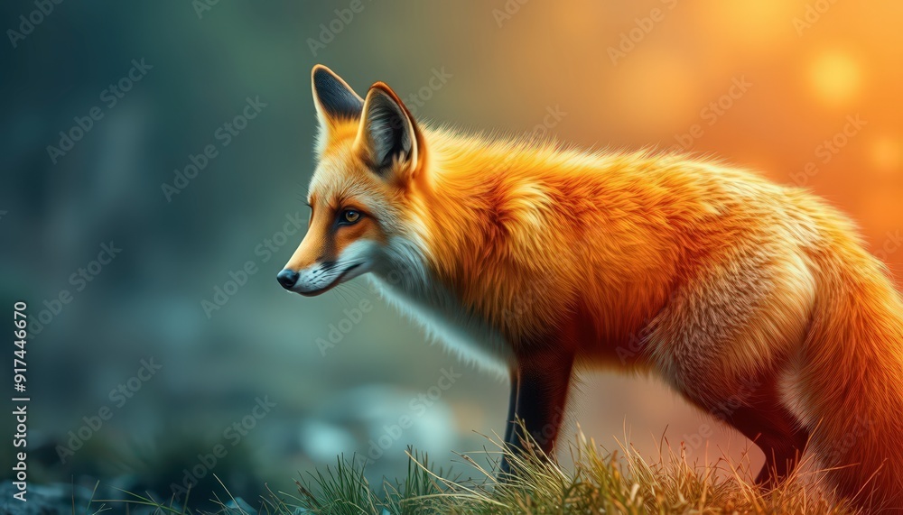 Obraz premium Red Fox in the Grass.