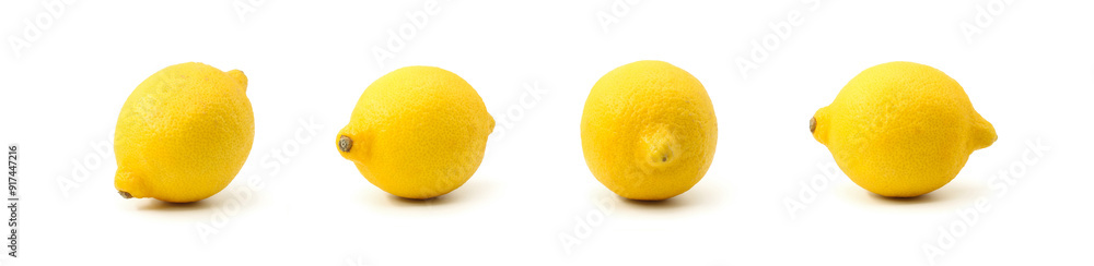 four lemons from different angles view white background four lemons from different angles view white background