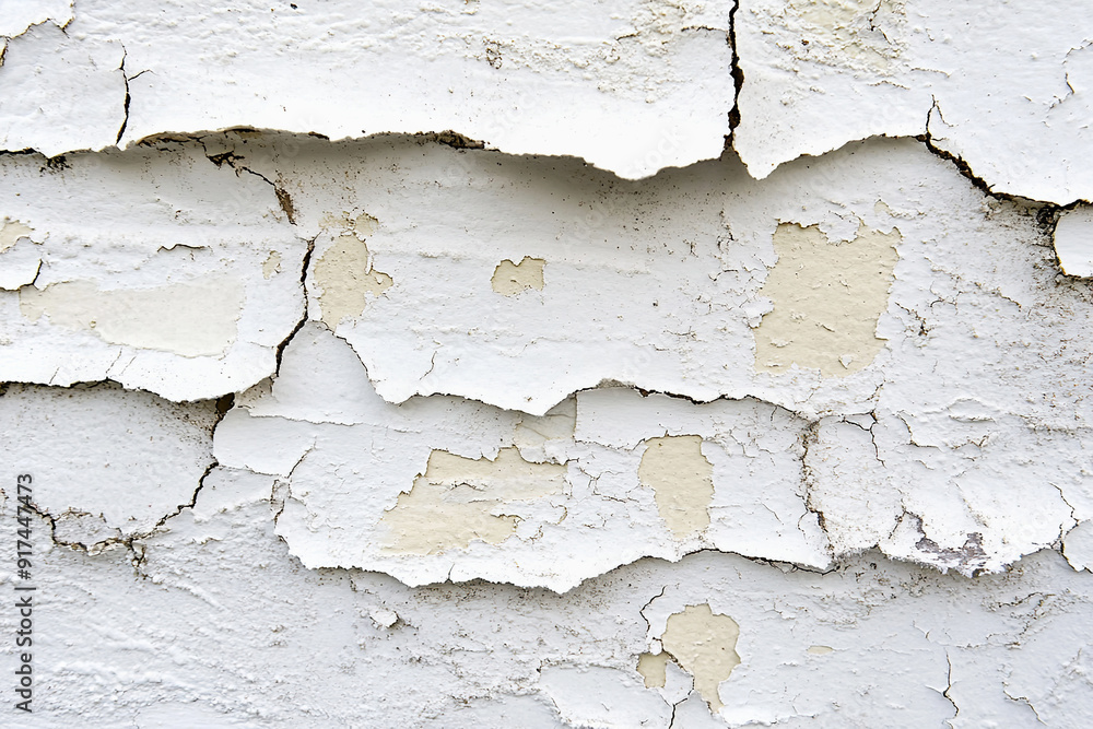 Peeling layers of lead paint being removed from wall surface Peeling layers of lead paint being removed from wall surface