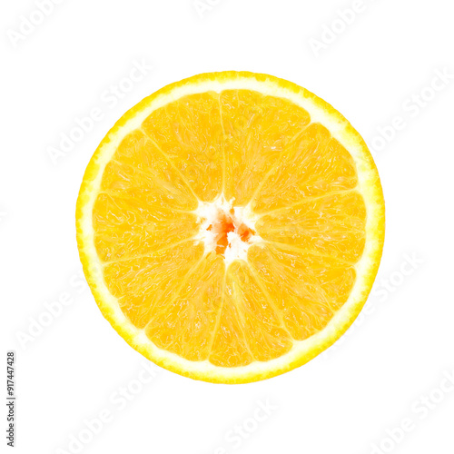 orange fruit half top view slice white background