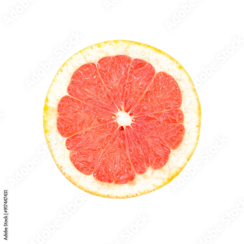 half grapefruit top view white background