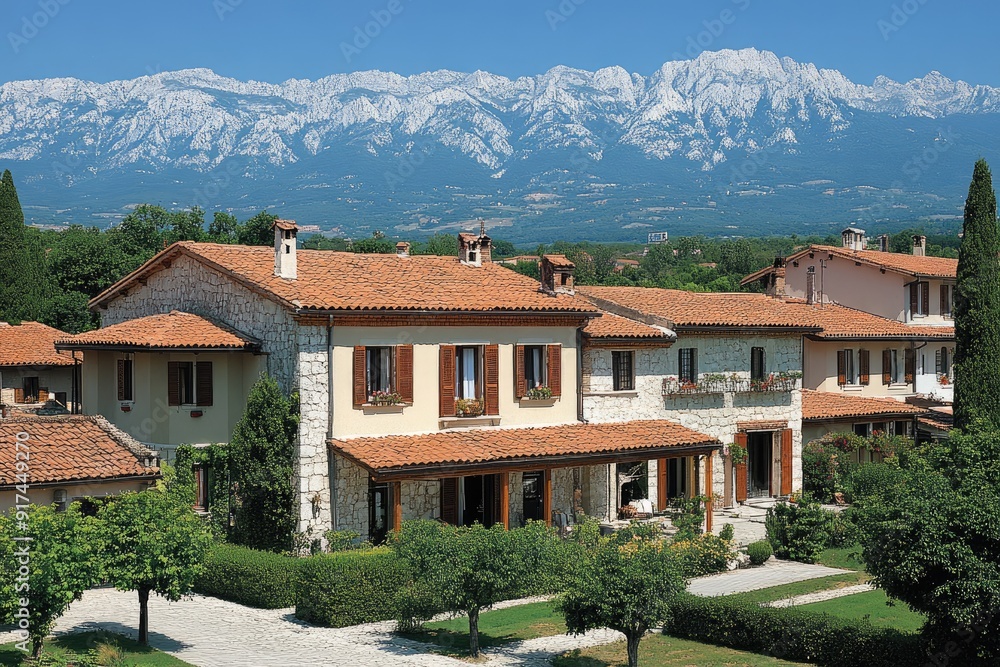 Stone House with Mountain View and Lush Greenery Stone House with Mountain View and Lush Greenery