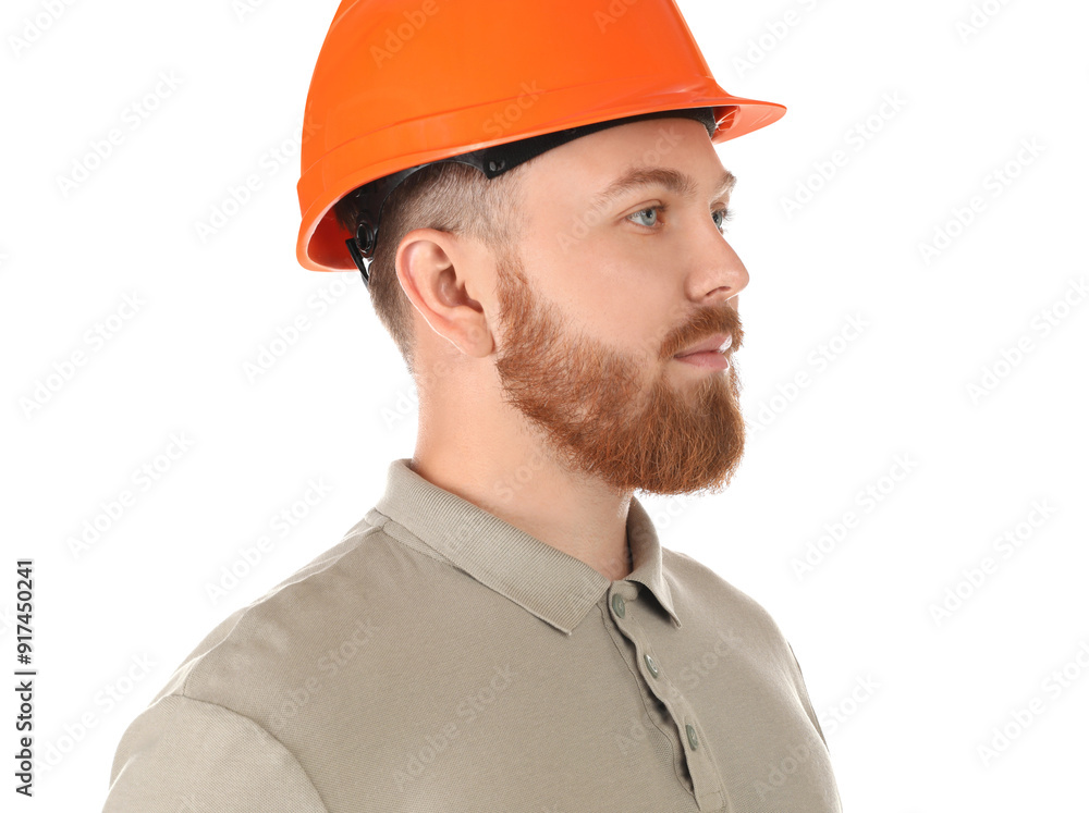 Engineer in hard hat on white background Engineer in hard hat on white background