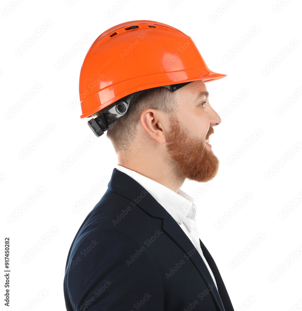 Engineer in hard hat on white background Engineer in hard hat on white background