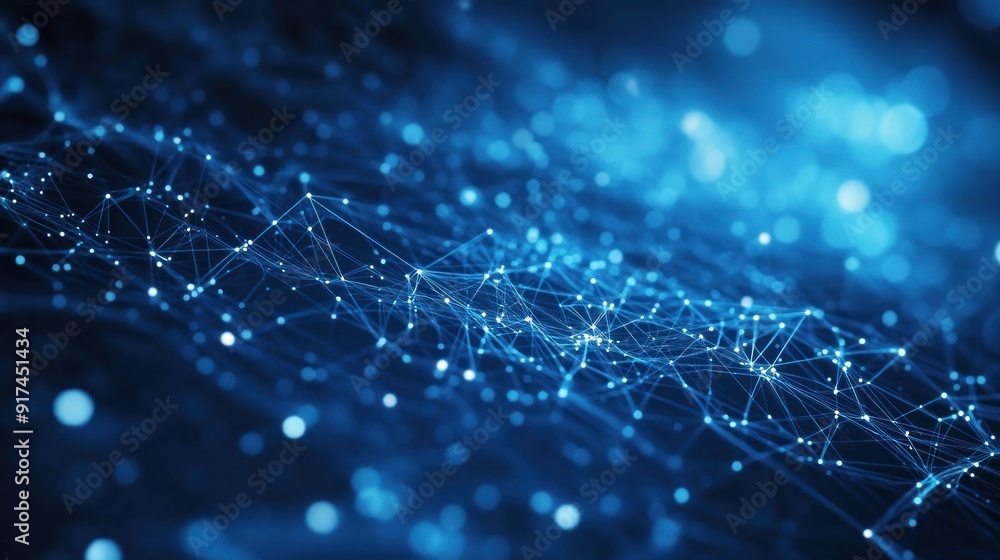 Abstract Blue Network of Connected Points and Lines Abstract Blue Network of Connected Points and Lines