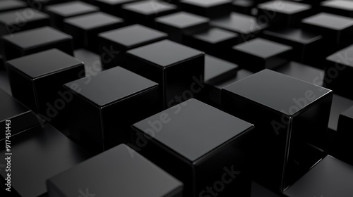 Abstract Pattern of Shiny Black Cubes