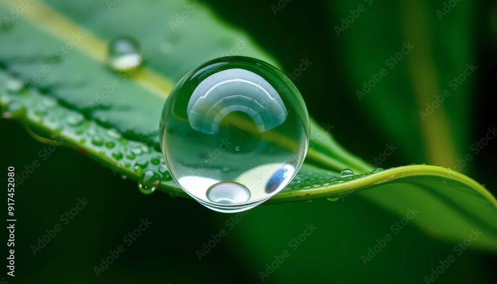 Water Droplet On Green Leaf. Water Droplet On Green Leaf.