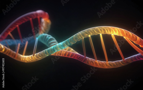 Illustrative depiction of nucleic acid double helix with connected nucleic acid molecules often called dna strand