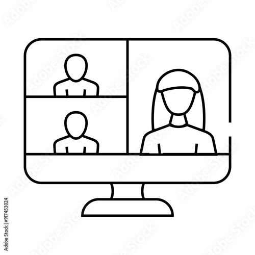 video conference computer software line icon vector. video conference computer software sign. isolated contour symbol black illustration photo