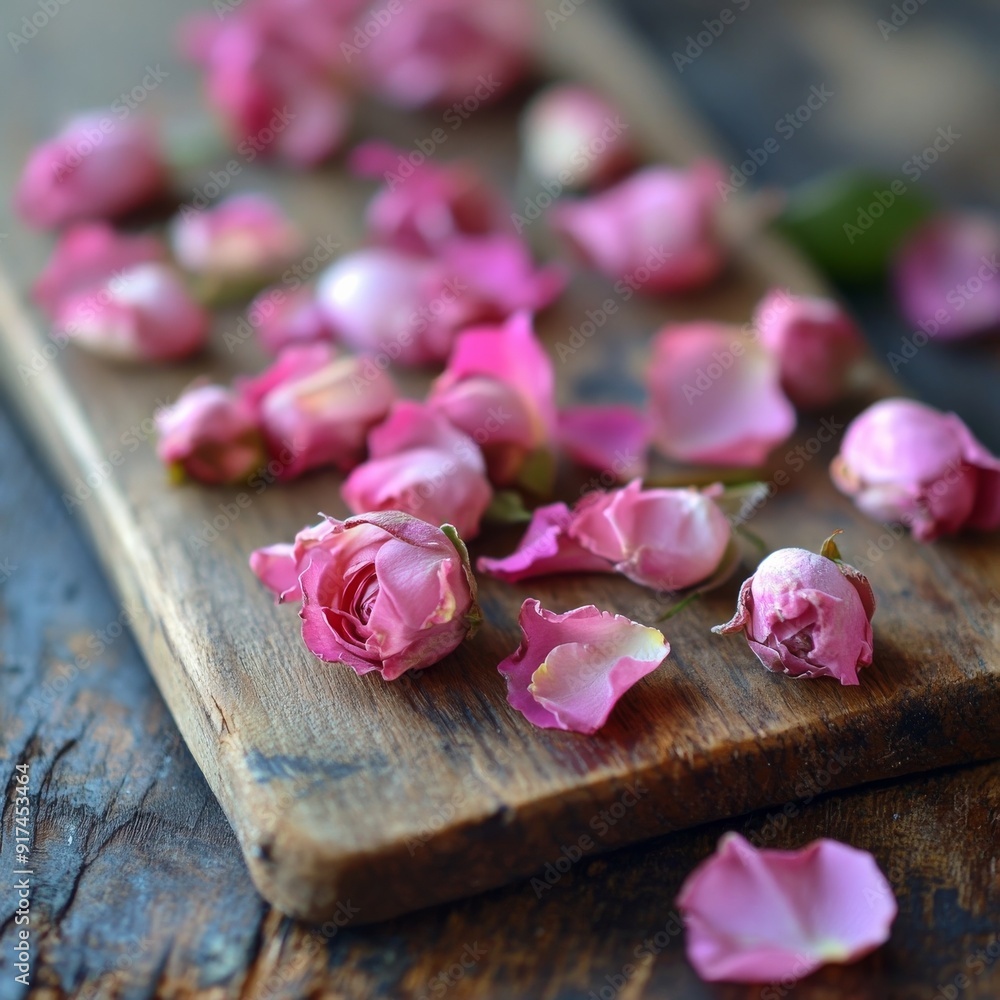 Holiday-themed blooming roses arranged on wood. Holiday-themed blooming roses arranged on wood.