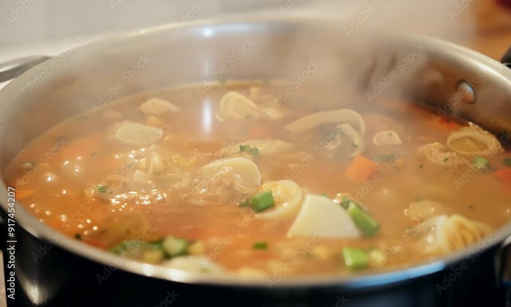 Steaming Pot of Hearty Soup Steaming Pot of Hearty Soup