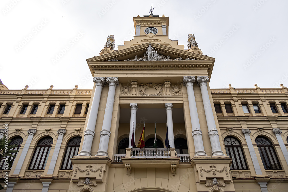 Obraz premium Beautiful richly decorated Neo-baroque style Malaga City Council building. Malaga, Costa del Sol, Andalusia, Spain.