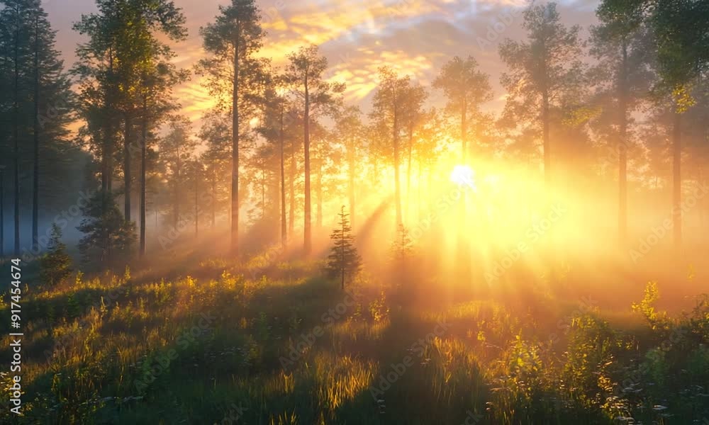 sunset in the forest