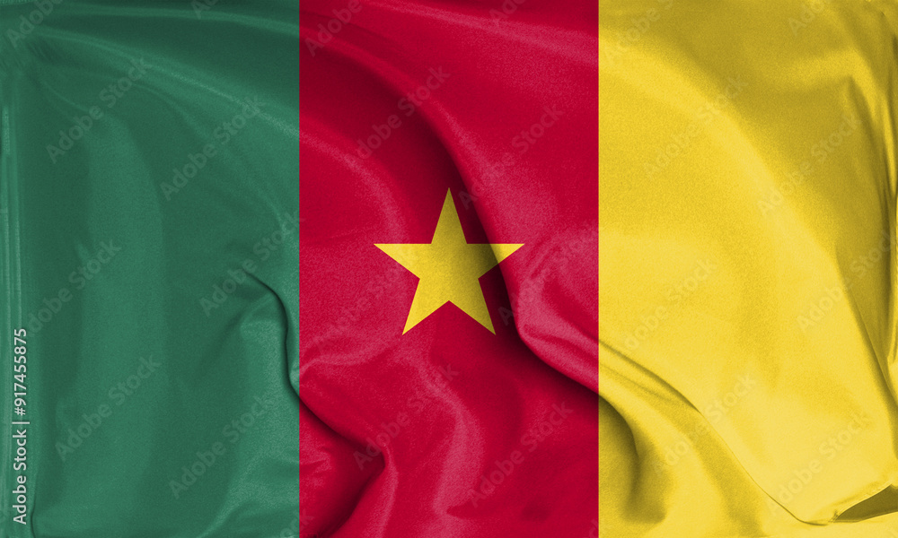 An up close view of Cameroon flag flying textures An up close view of Cameroon flag flying textures